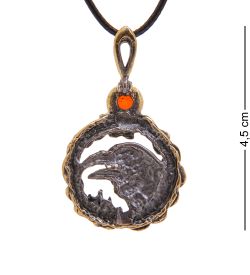 AM-3348 Подвеска «Ворон Князь» (латунь, янтарь)