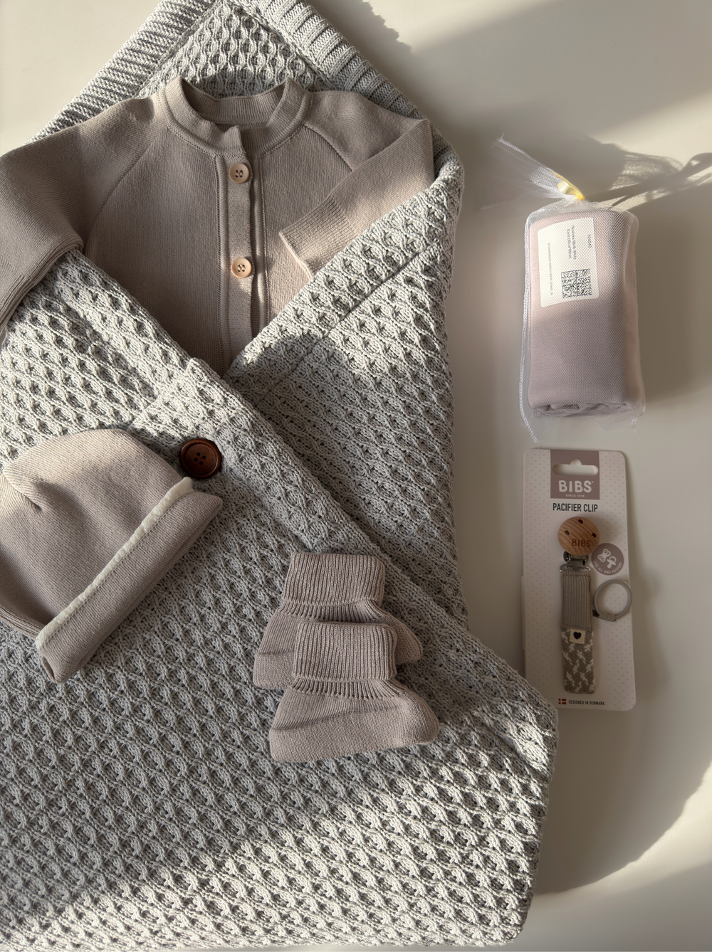 Конверт-плед 2в1 вязаный демисезон серый