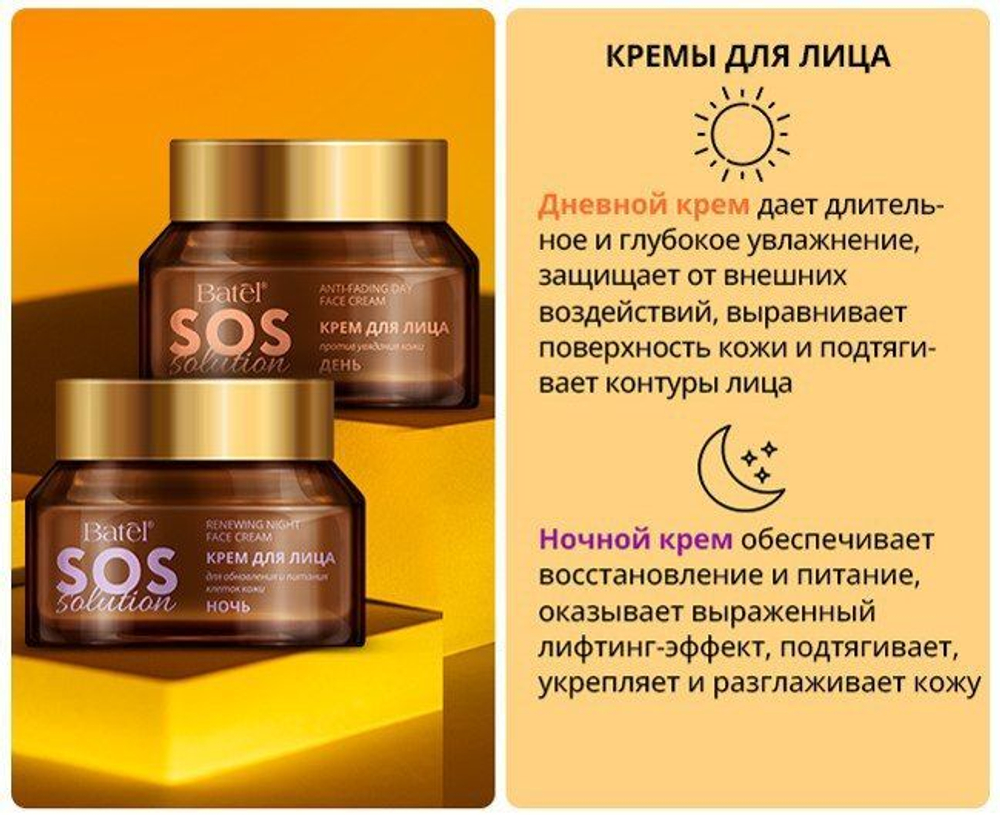 Batel. Крем для лица для обновления и питания клеток кожи ночной SOS Solution