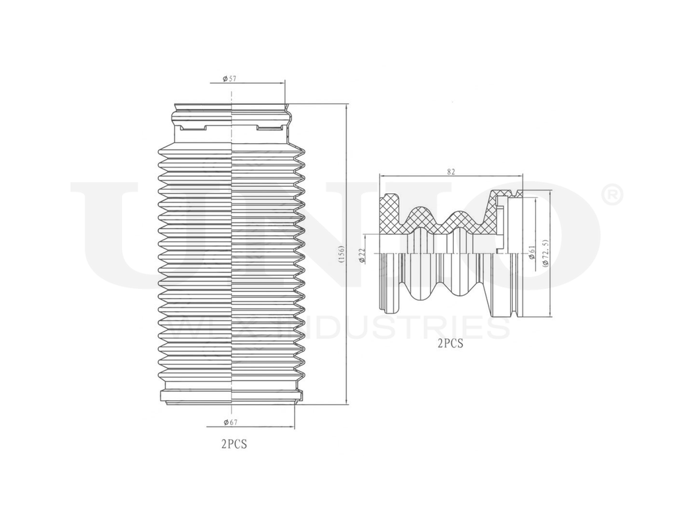 Комплект пыльник и отбойник UNIO DUC-50034