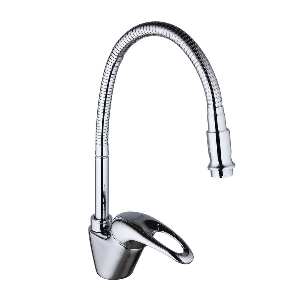 Смеситель для кухни 40к F4303-1 FRAP (гибкий излив, п/гайку, хром, латунь)