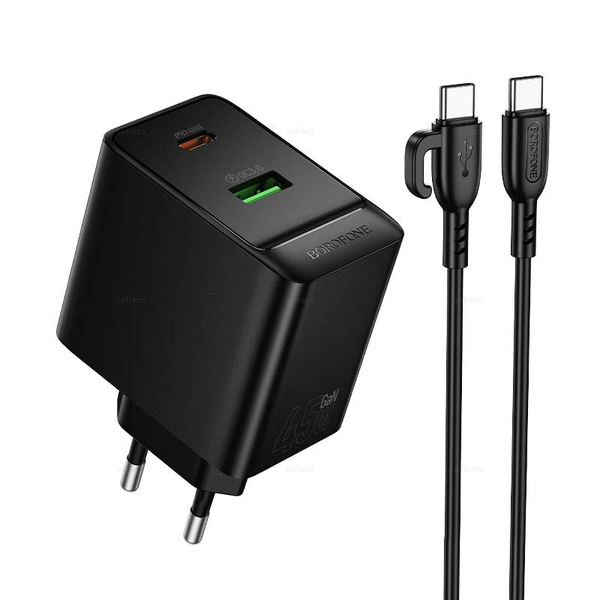 Borofone BAS16A Erudite PD45W(1C1A) зарядное устройство набор (Type-C на Type-C) (black)