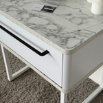 Тумба прикроватная на ножках ROYAL 5201 эко (Мрамор Каррара-Белый-р.черная)