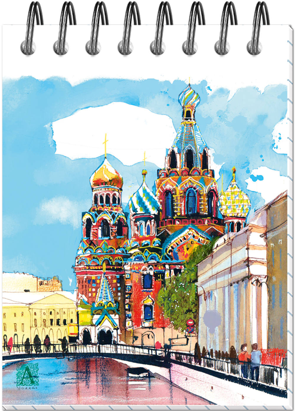 Блокнот "Питер" А7 40л, на металлическом гребне