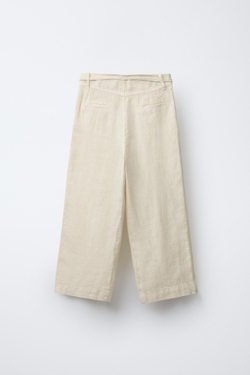 ZARA ПЛИССИРОВАННЫЕ БРЮКИ Из 100% ЛЬНА, КРЕМОВЫЙ