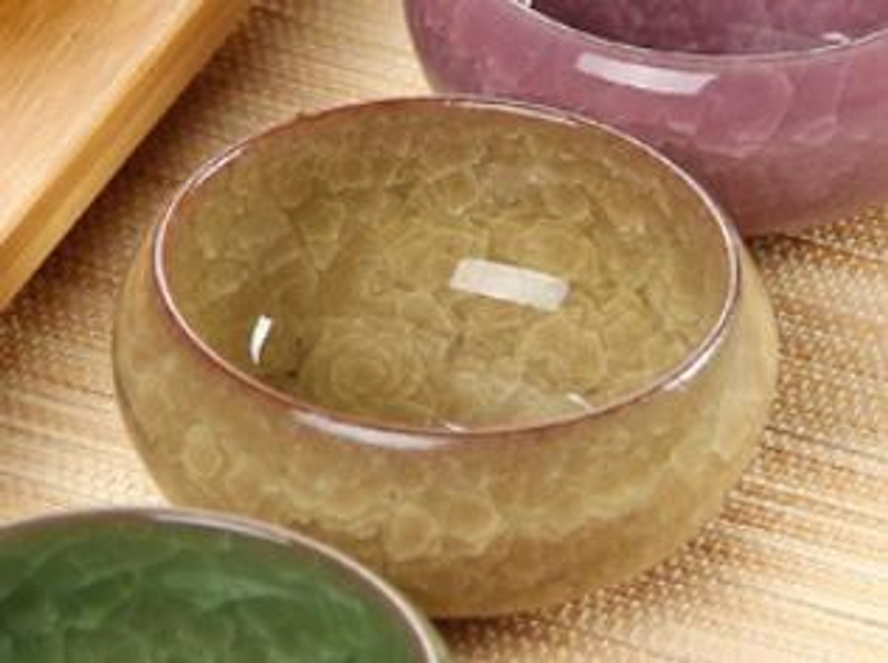 265007j Пиала "Колотый лед" желтая без рыбок, глина