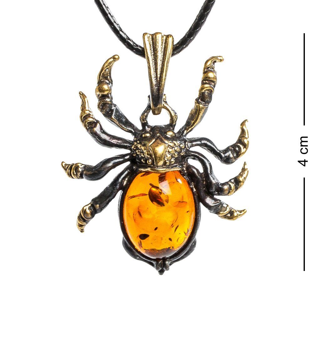 AM-1208 Подвеска «Паук» (латунь, янтарь)