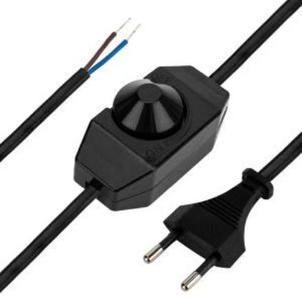 Шнур сетевой с диммером, 2х0,75 мм² 2м черный REXANT