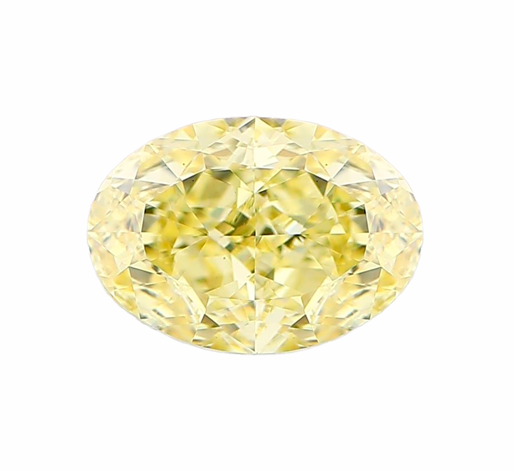 Лабораторно-выращенный бриллиант овал 8.50 х 5.98 х 3.82 мм Fancy INTENSE YELLOW/VS1 1.52 ct