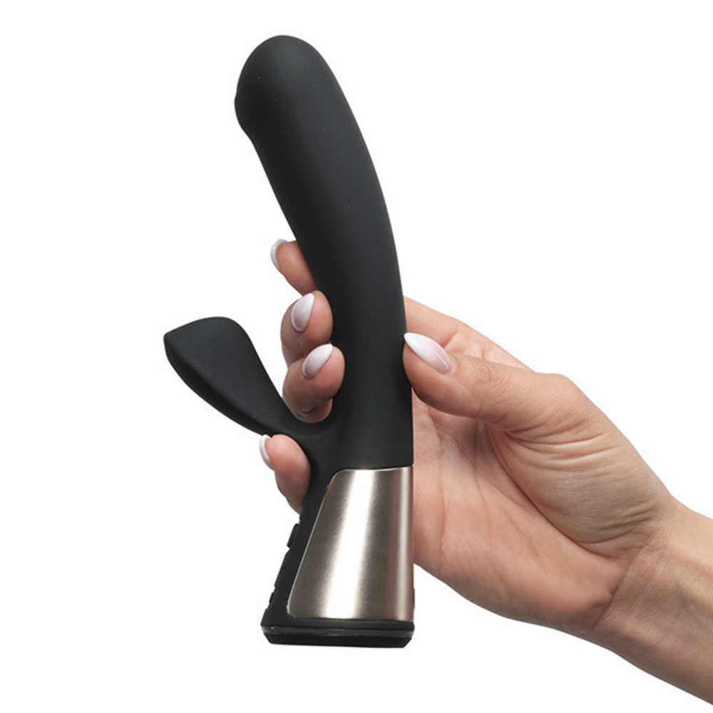 Черный интерактивный вибратор-кролик Kiiroo OhMiBod Fuse Vibrator Rabbit Black