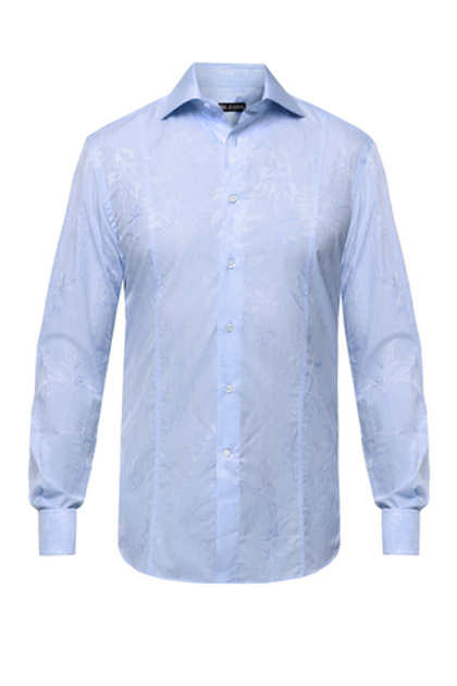 Рубашка голубая жаккардовая «Гербарий»