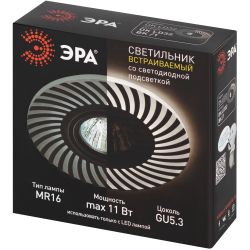 Светильник встраиваемый cо светодиодной подсветкой ЭРА DK LD32 BK /1 под лампу MR16 GU5.3 белый/белый | Встраиваемые LED светильники