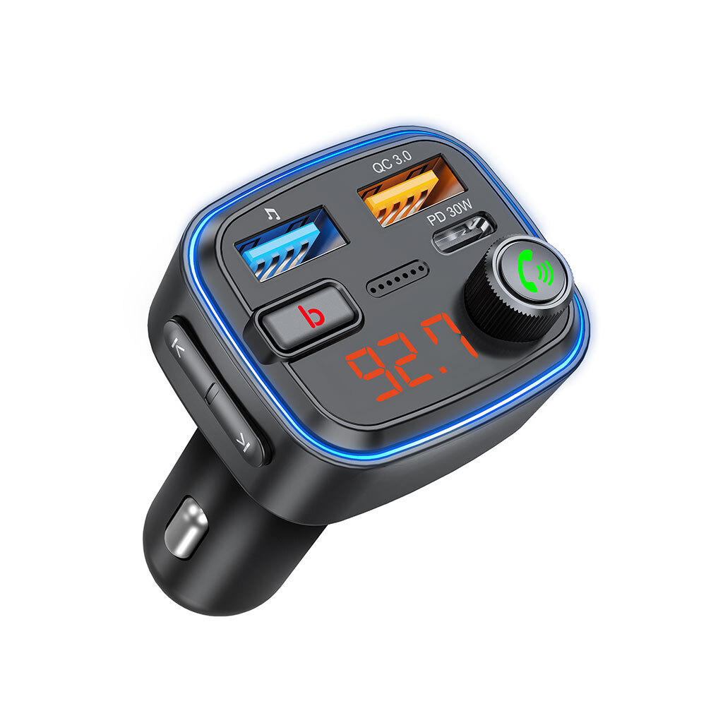 FM-трансмиттер Wave Pro, QC/PD, LED, 48Вт, ENC, Bass boost, черный