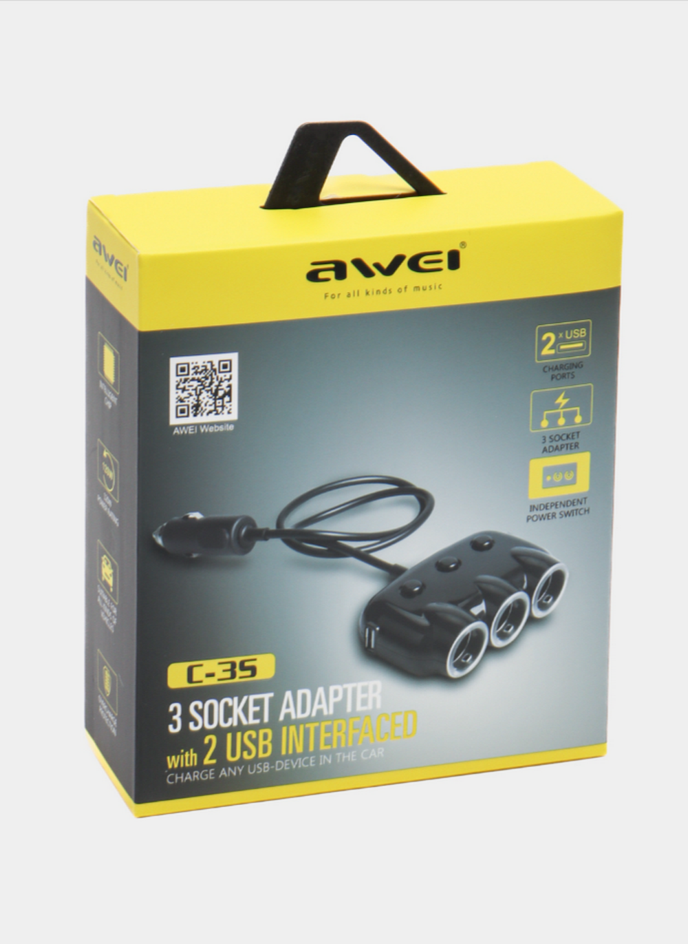 Разветвитель автомобильный Awei C-35 (2USB/3гнезда)