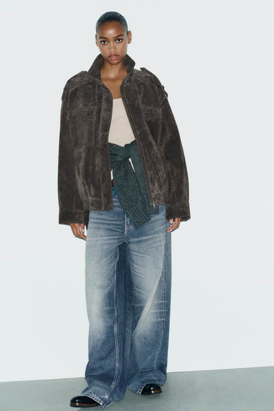 ZARA ЗАМШЕВАЯ КУРТКА, УГОЛЬНЫЙ