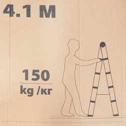 Стремянка телескопическая алюм. бытовая 4.1м (14+14 ступ.) ISMA ISMA-UP410-2