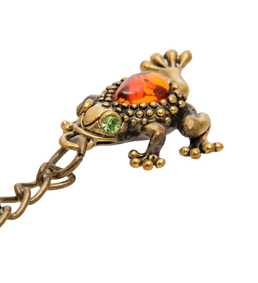 AM- 841 Брелок «Лягушка» (латунь, янтарь)