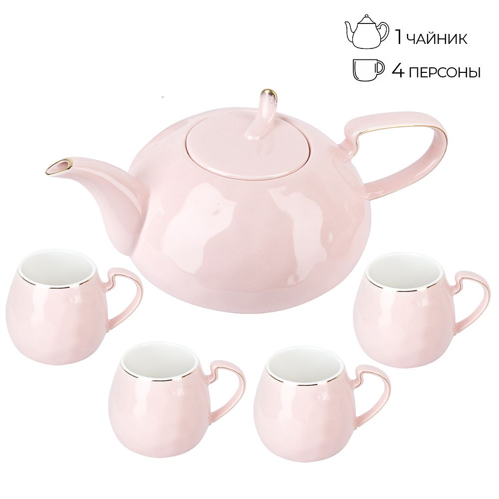 Чайный набор 5пр. " . Alissa" (4 персоны) v=1150/280 мл (подарочная упаковка)
