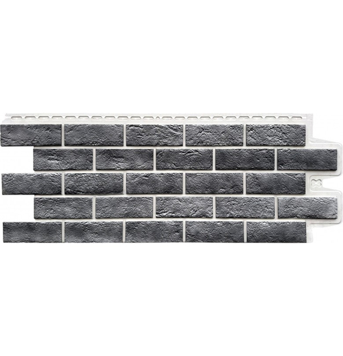 Фасадные панели (Цокольный Сайдинг) Grand Line Состаренный Кирпич DESIGN PLUS Гранит, ШОВ белый