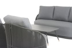 "Монтелла" лаунж-зона 5-местная плетеная из роупа (веревки), каркас алюминиевый темно-серый, роуп темно-серый