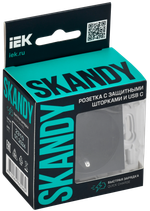 SKANDY Розетка с заземлением с защитными шторками 16А с USB C 18Вт SK-R17G графит IEK