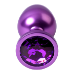 Фиолетовый анальный плаг 8,2см с кристаллом фиолетового цвета ToyFa Metal 717008-44