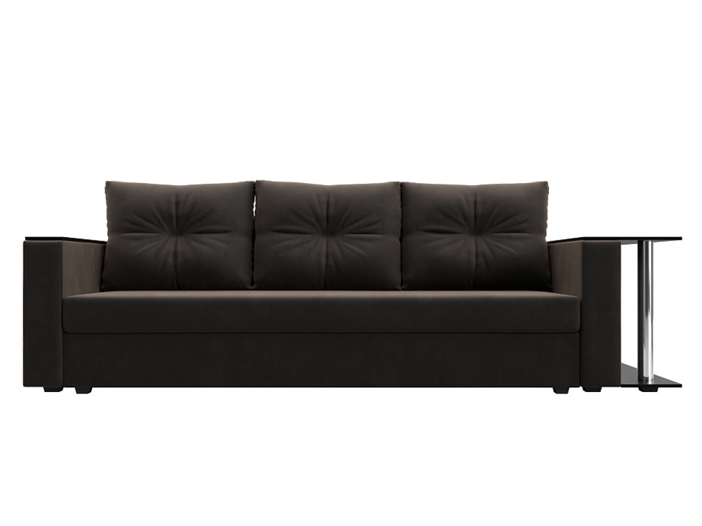 Диван прямой Атланта со столом справа, Коричневый, Велюр, 112474R