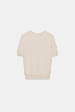 ZARA БАЗОВЫЙ ДЖЕРСИ С КОРОТКИМИ РУКАВАМИ, КАМЕННО-СЕРЫЙ