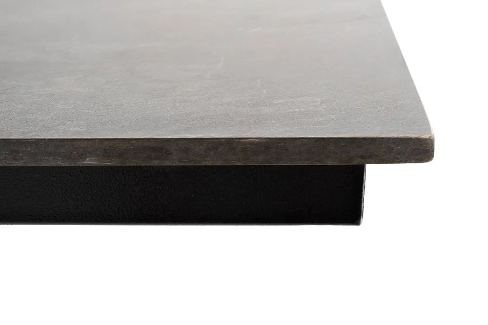 "Каффе" обеденный стол из HPL 140х70см, цвет "серый гранит", подстолье двойное черное