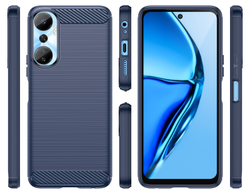 Чехол синего цвета с дизайном в стиле карбон для смартфона Infinix Hot 20, серии Carbon от Caseport