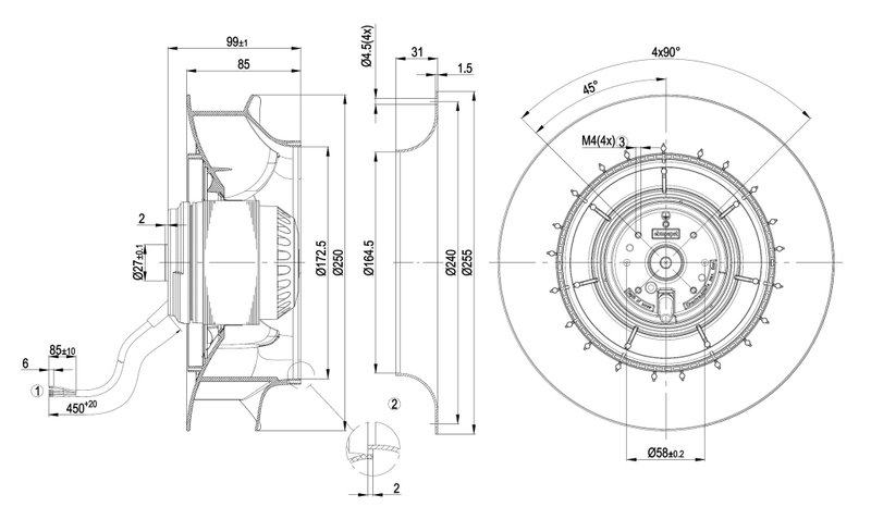 Мотор-колесо R2E250-RA50-09