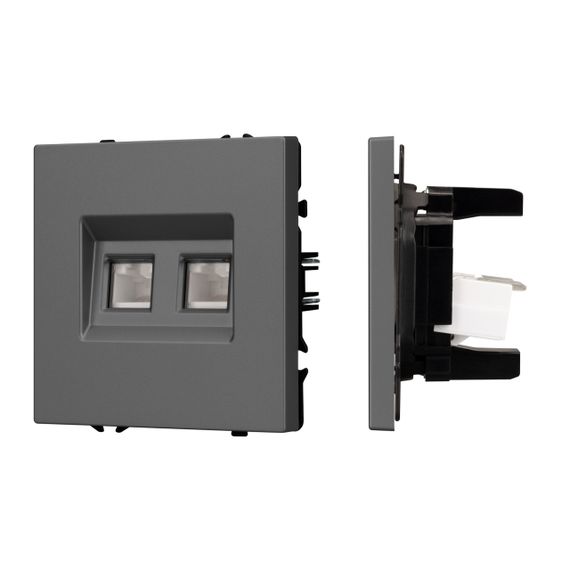 Механизм сдвоенной телефонной розетки SCT-NOBE-MTL2-SFPL-GR (RJ-11, 4C) Arlight 054311