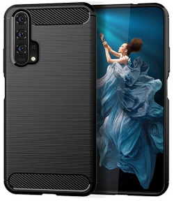 Чехол для Honor 20 (Honor 20S, 20 Pro, Huawei Nova 5T) цвет Black (черный), серия Carbon от Caseport