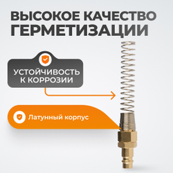 WDK-S30PPB Штуцер быстроразъемного соединения с пружиной 8x12 мм, латунь