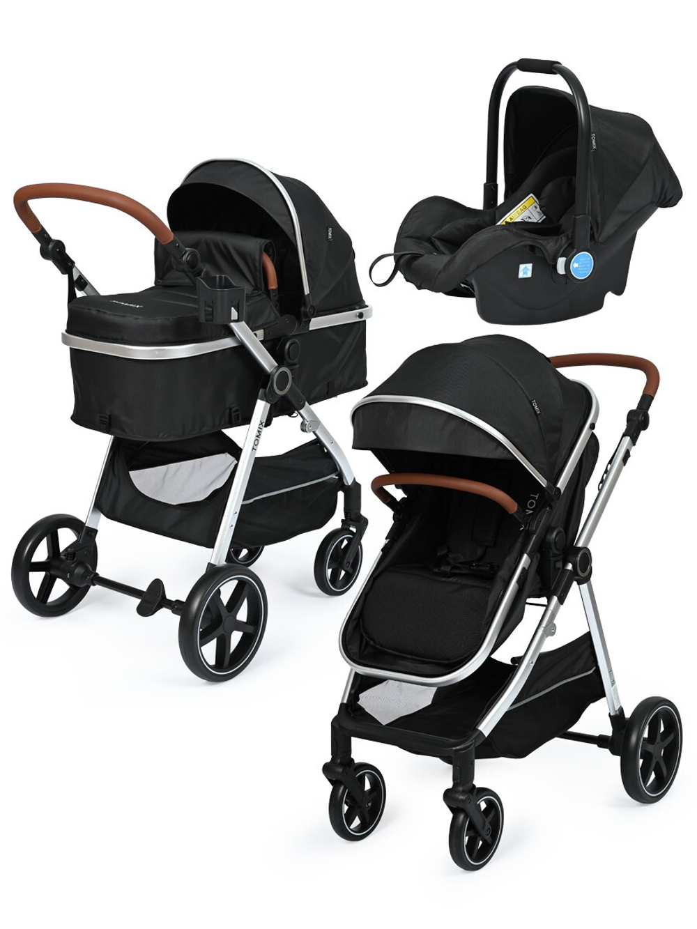 Детская коляска-трансформер 3 в 1 Tomix Sunny Jet black