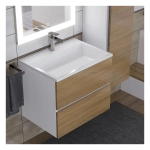 Тумба с раковиной Uperwood Barsa 60 см, раковина белая, подвесная тумба белая/дуб сонома