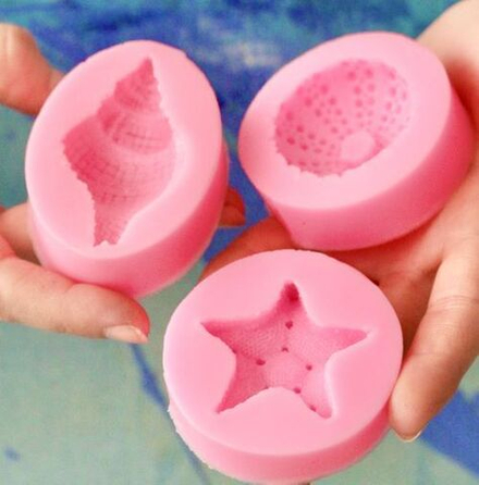 Молды силиконовые для творчества "Набор 3 молда: ракушка, морской ёж, морская звезда"/ форма для полимерной глины, мыла, воска, гипса и эпоксидной смолы