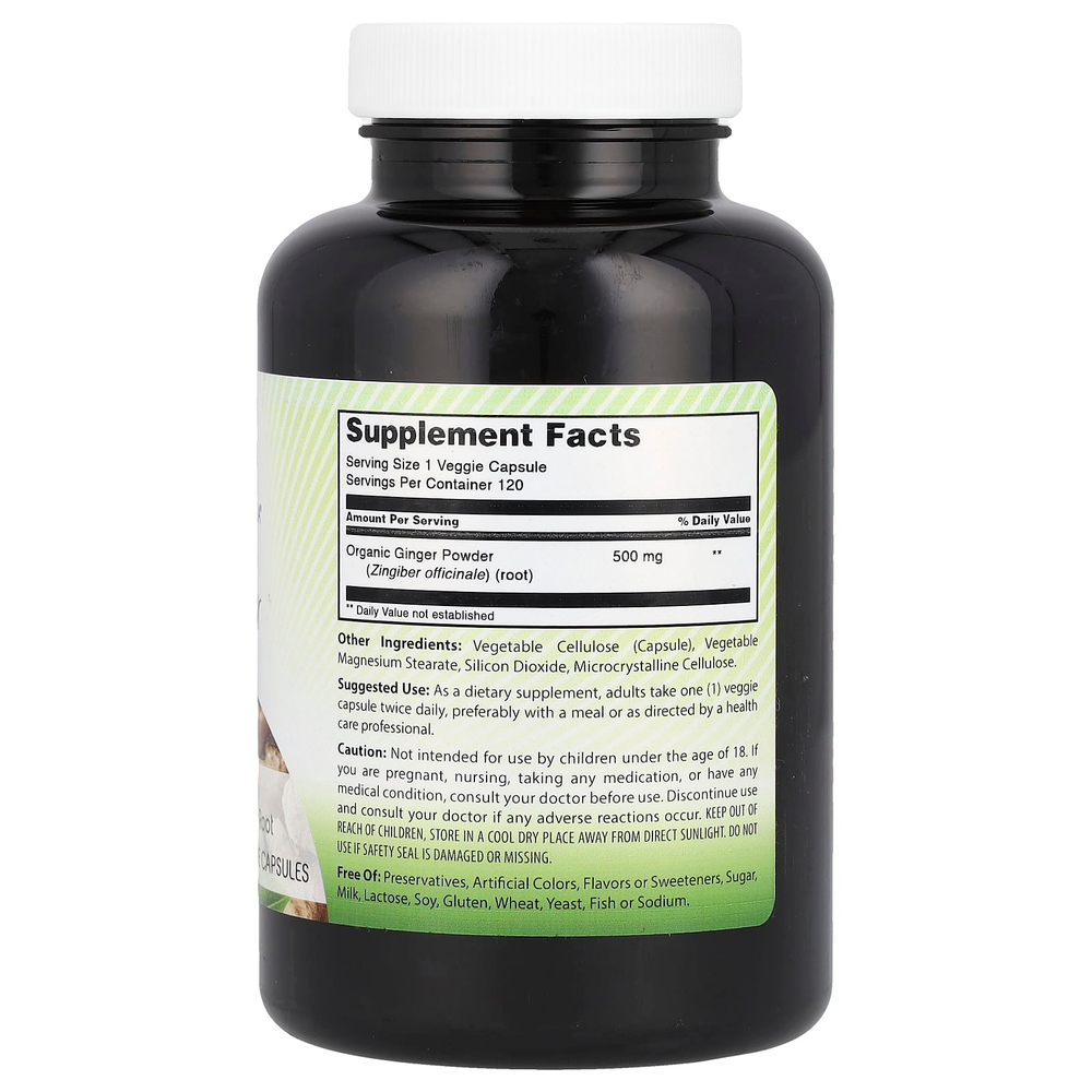 Amazing India, Имбирь, 500 мг, 120 растительных капсул
