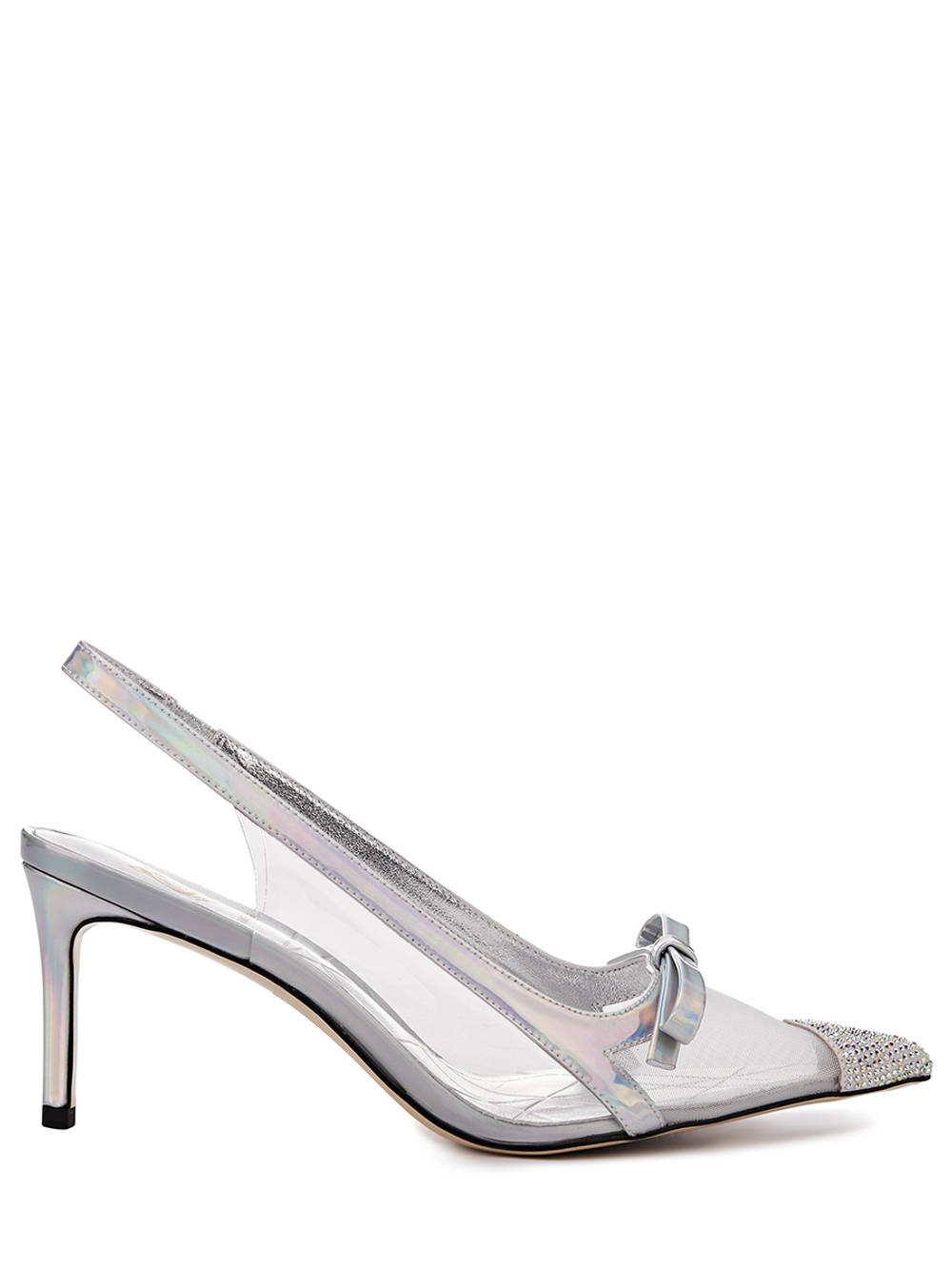 Женские босоножки серебряные со стразами