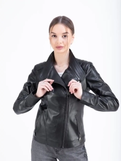 Куртка женская из натуральной кожи с капюшоном трансформер