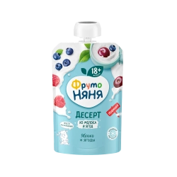 Фрутоняня пауч Десерт из яблок и ягод 90г с 18 месяцев