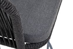 "Марсель" стул барный плетеный из роупа, каркас из стали серый (RAL7022) муар, роуп темно-серый круглый, ткань темно-серая 027