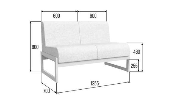 Module Диван двухместный MD.D2 Oregon 17/Металл Серый 1255*700*800