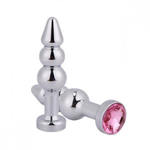 Анальная втулка елочка с розовым кристаллом 11 см