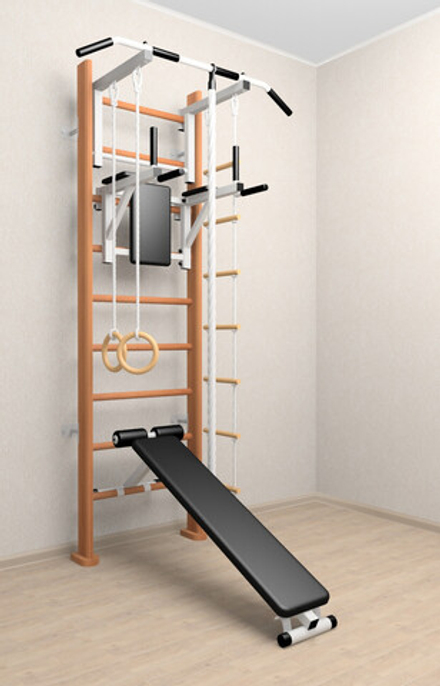 Деревянная шведская стенка Sv Sport 906о (Турник стандарт/Брусья/Скамья/Канат/Кольца/Лестница)