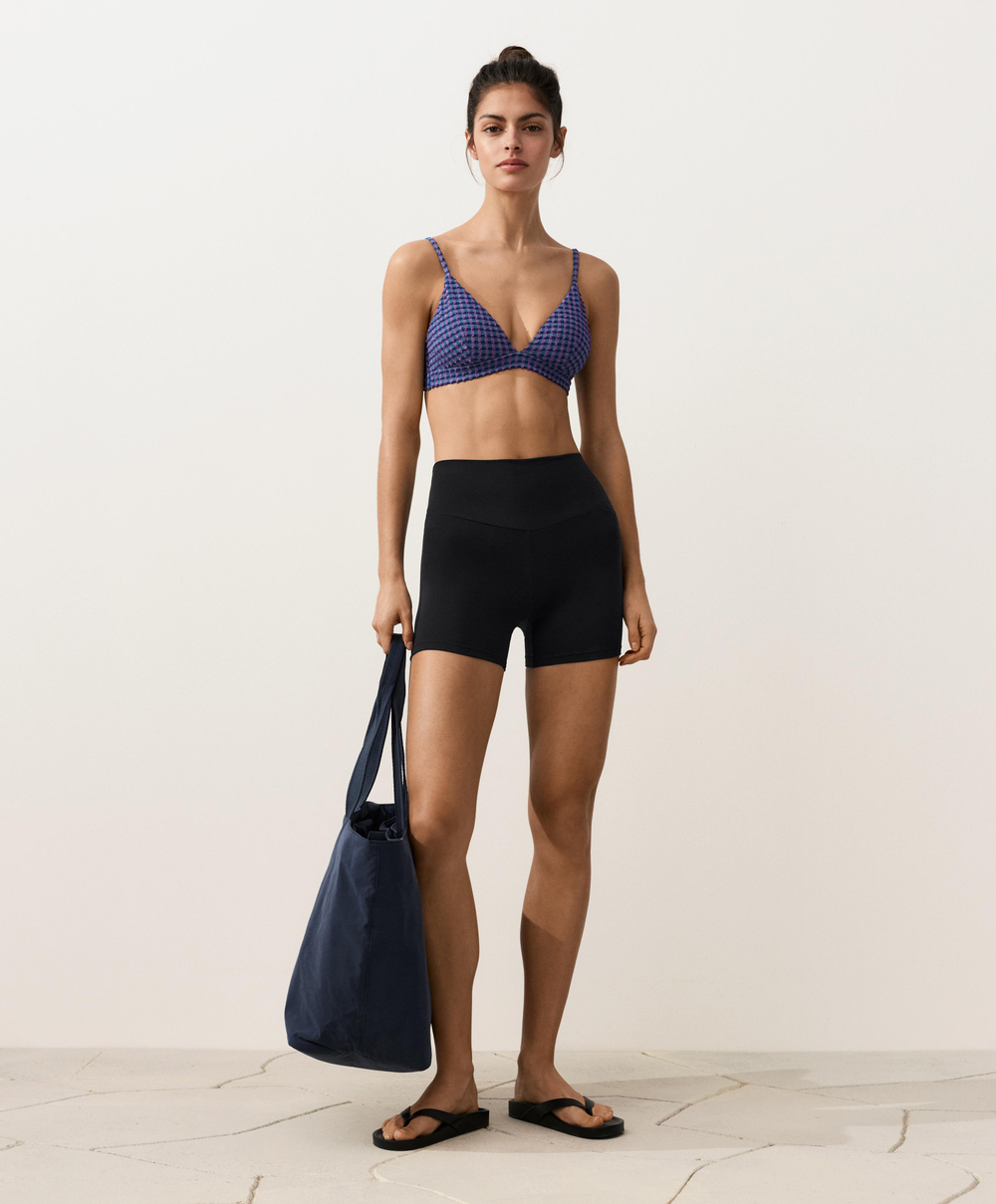 OYSHO Топ бикини в клетку виши, темно-синий