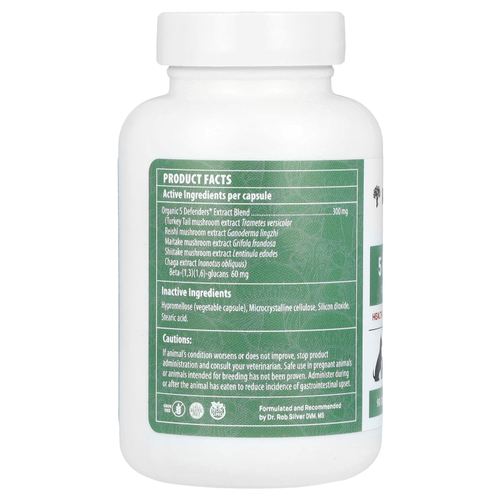 Real Mushrooms, 5 Defenders, для собак и кошек, 90 капсул