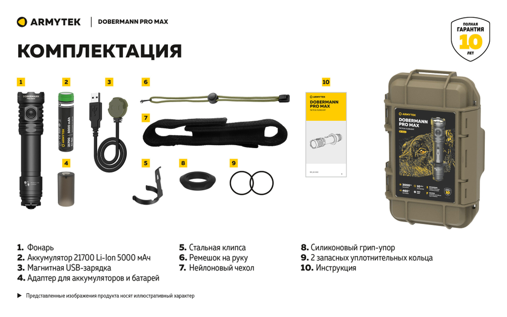 Фонарь Armytek Dobermann Pro Max F08401C 3000 люмен