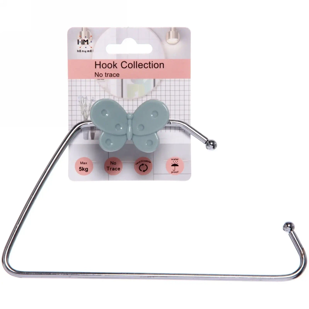 Держатель для полотенца с липким слоем Бабочка синий MH8042