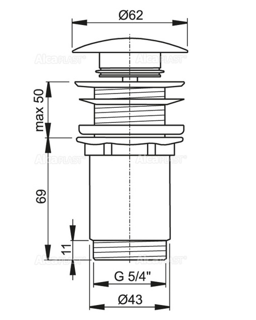 Донный клапан Alcadrain click-clack, белый (A395B)